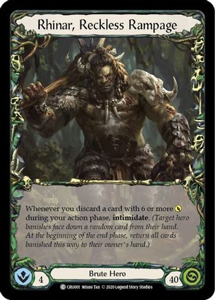 Rhinar, Reckless Rampage (CRU001) - Crucible of War Unlimited Edition