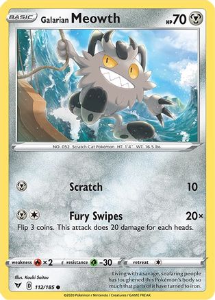 Galarian Meowth 112/185 - Vivid Voltage Reverse Holofoil