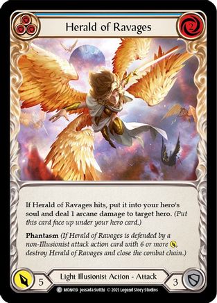 Herald of Ravages (Blue) (MON019) - Monarch 1st Edition Rainbow Foil