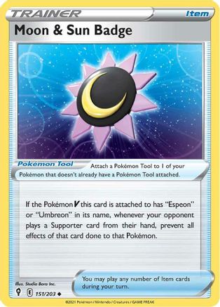 Moon & Sun Badge 151/203 - Evolving Skies Reverse Holofoil