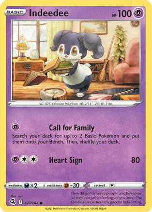 Indeedee 127/264 - Fusion Strike Reverse Holofoil