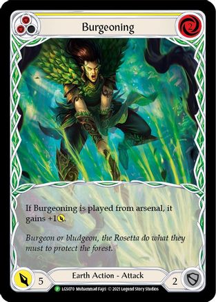 Burgeoning (Yellow) (LGS070) - Flesh and Blood: Promo Cards Rainbow Foil