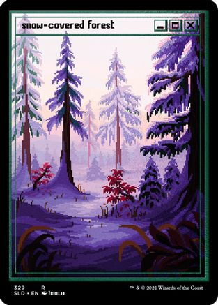 Snow-Covered Forest (PixelSnowLands.jpg) (Foil Etched) (SLD-329) - Secret Lair Drop Series Foil - Premium MTG Single from Wizards of the Coast - Just $3.37! Shop now at Game Crave Tournament Store