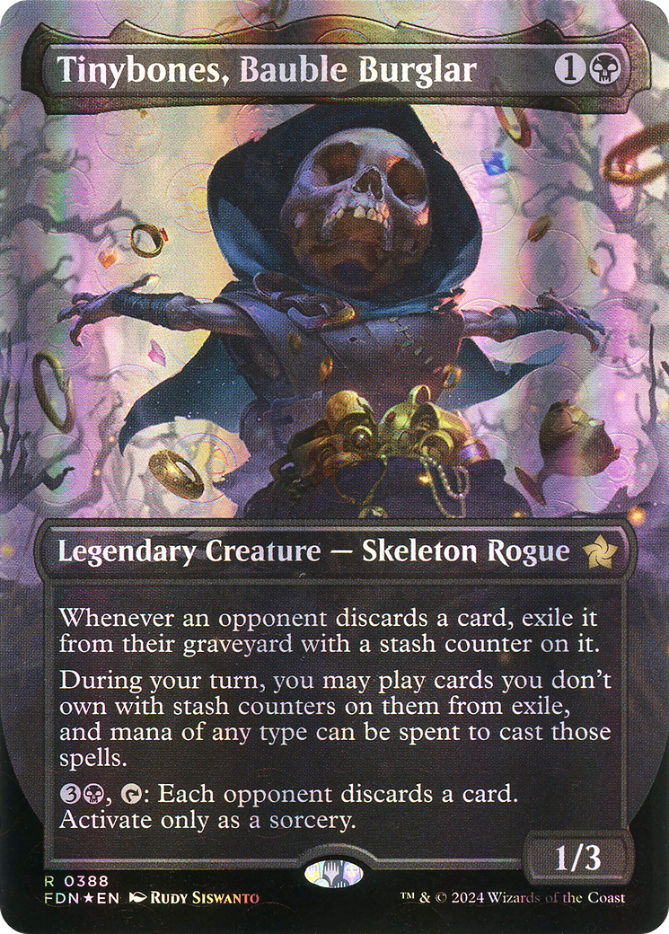 Tinybones, Bauble Burglar (FDN-388) - Foundations (Borderless) Foil - Premium MTG Single from Wizards of the Coast - Just $29.27! Shop now at Game Crave Tournament Store