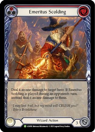 Emeritus Scolding (Red) (Extended Art) (LGS090) - Flesh and Blood: Promo Cards Rainbow Foil