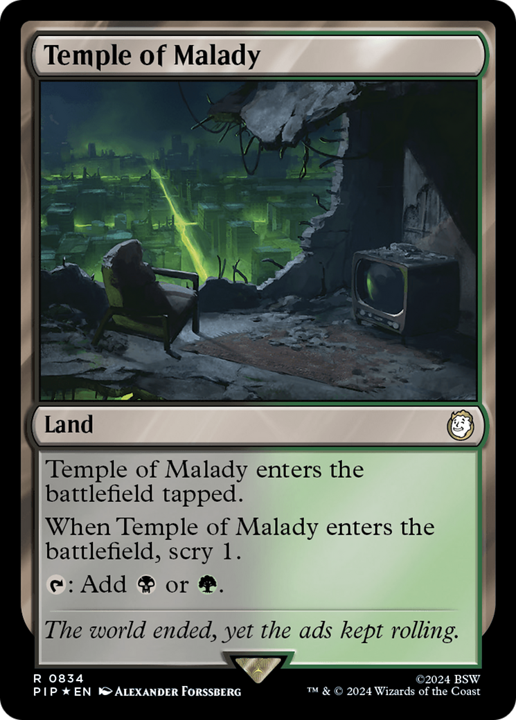 Temple of Malady (PIP-834) - Fallout Foil - Premium MTG Single from Wizards of the Coast - Just $1.02! Shop now at Game Crave Tournament Store