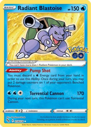 Radiant Blastoise 18/78 - Pokmon GO Holofoil