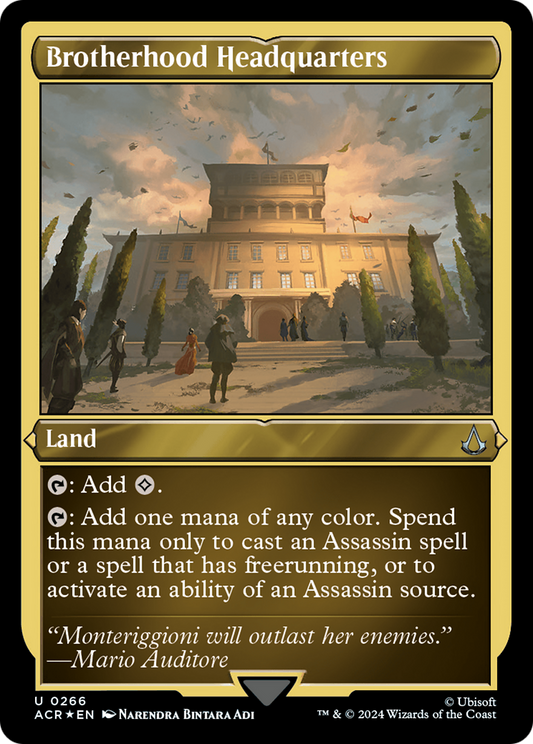 Brotherhood Headquarters (ACR-266) - Assassin's Creed Etched Foil - Premium MTG Single from Wizards of the Coast - Just $1.62! Shop now at Game Crave Tournament Store