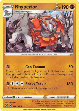 Rhyperior 91/196 - Lost Origin Reverse Holofoil