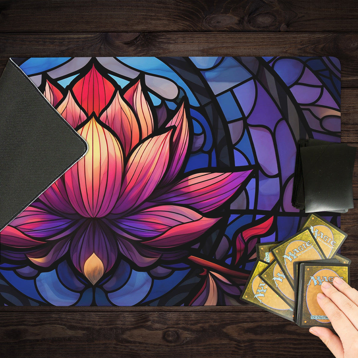 Stained Glass Lotus Playmat - Premium Playmat from Inked Gaming - Just $34.99! Shop now at Game Crave Tournament Store