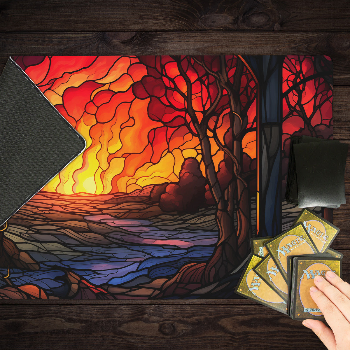 Stained Glass Wildfire Playmat - Premium Playmat from Inked Gaming - Just $34.99! Shop now at Game Crave Tournament Store