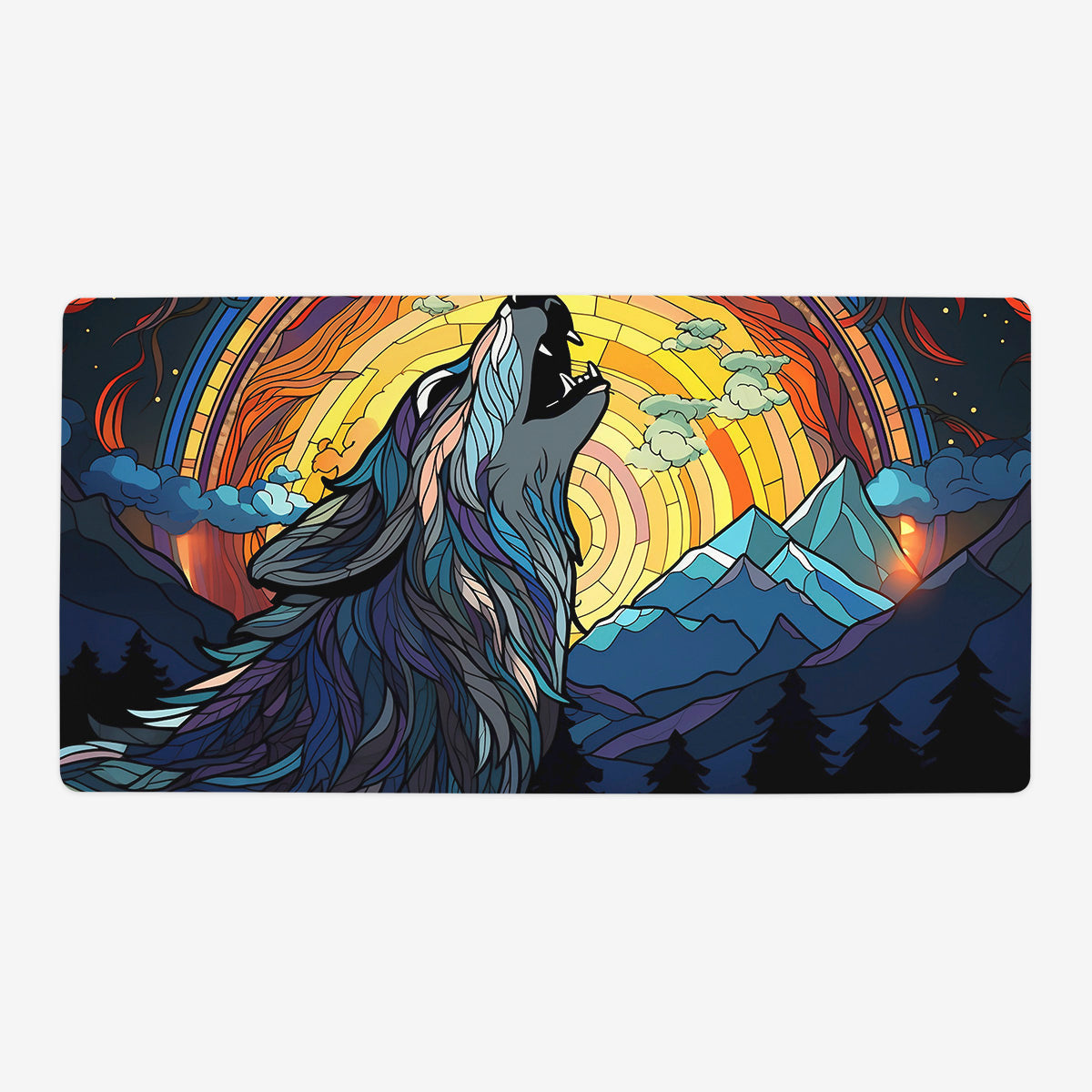 Stained Glass Wolf Playmat - Premium Playmat from Inked Gaming - Just $34.99! Shop now at Game Crave Tournament Store