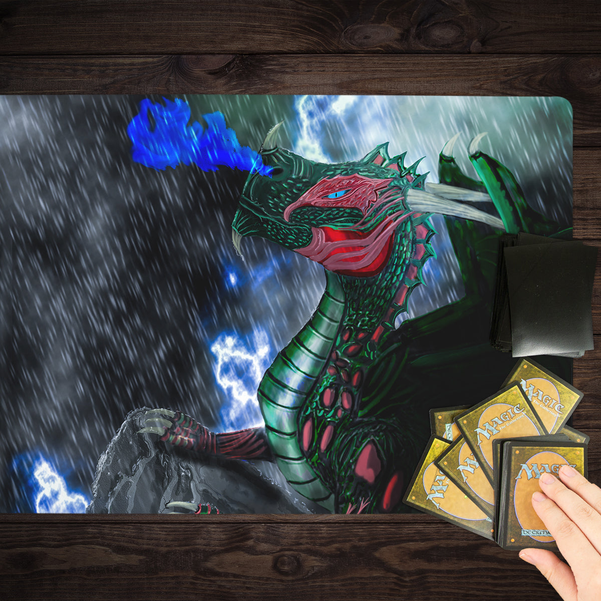 Thunder Storm Dragon Playmat - Premium Playmat from Inked Gaming - Just $34.99! Shop now at Game Crave Tournament Store