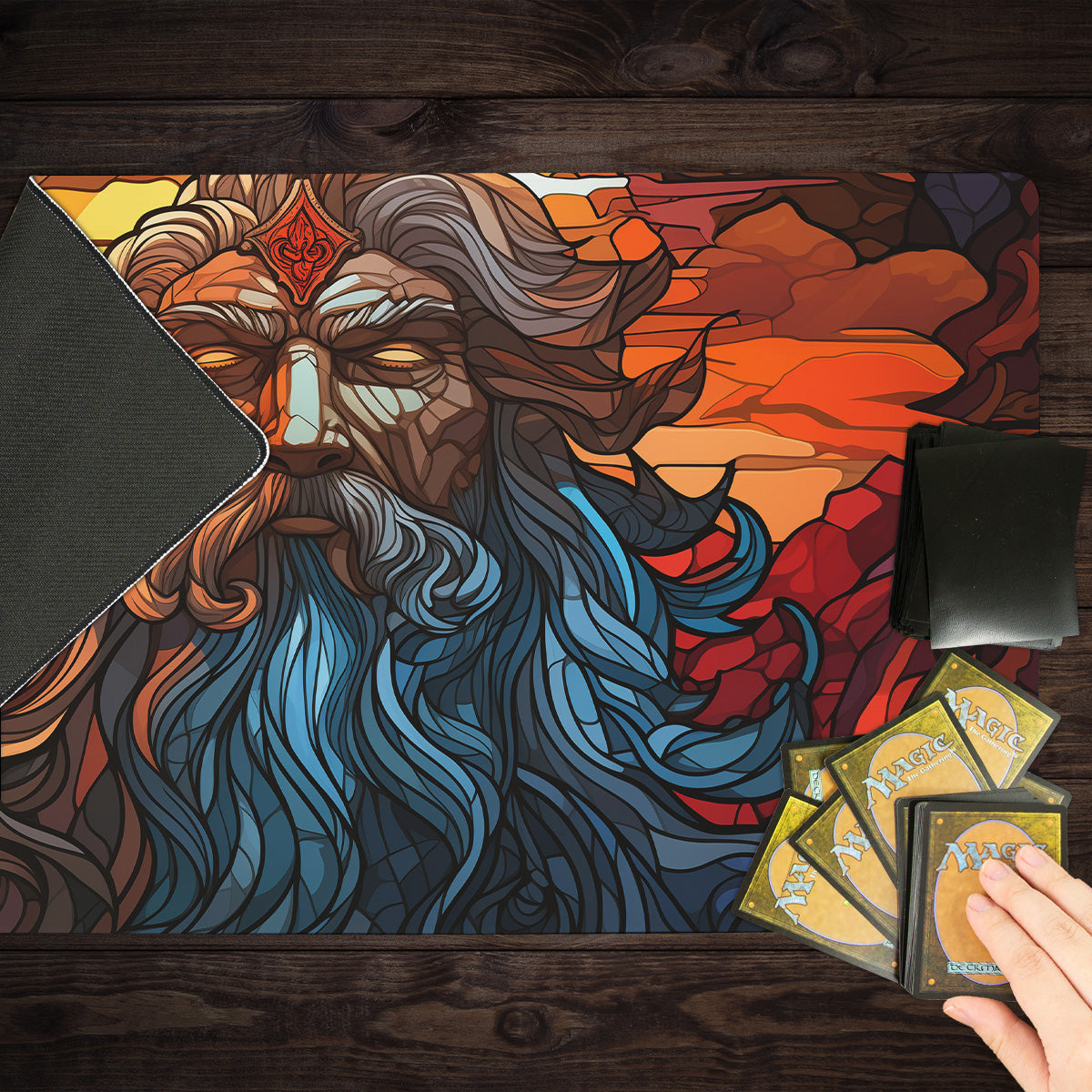 Zeus Stained Glass Playmat - Premium Playmat from Inked Gaming - Just $34.99! Shop now at Game Crave Tournament Store