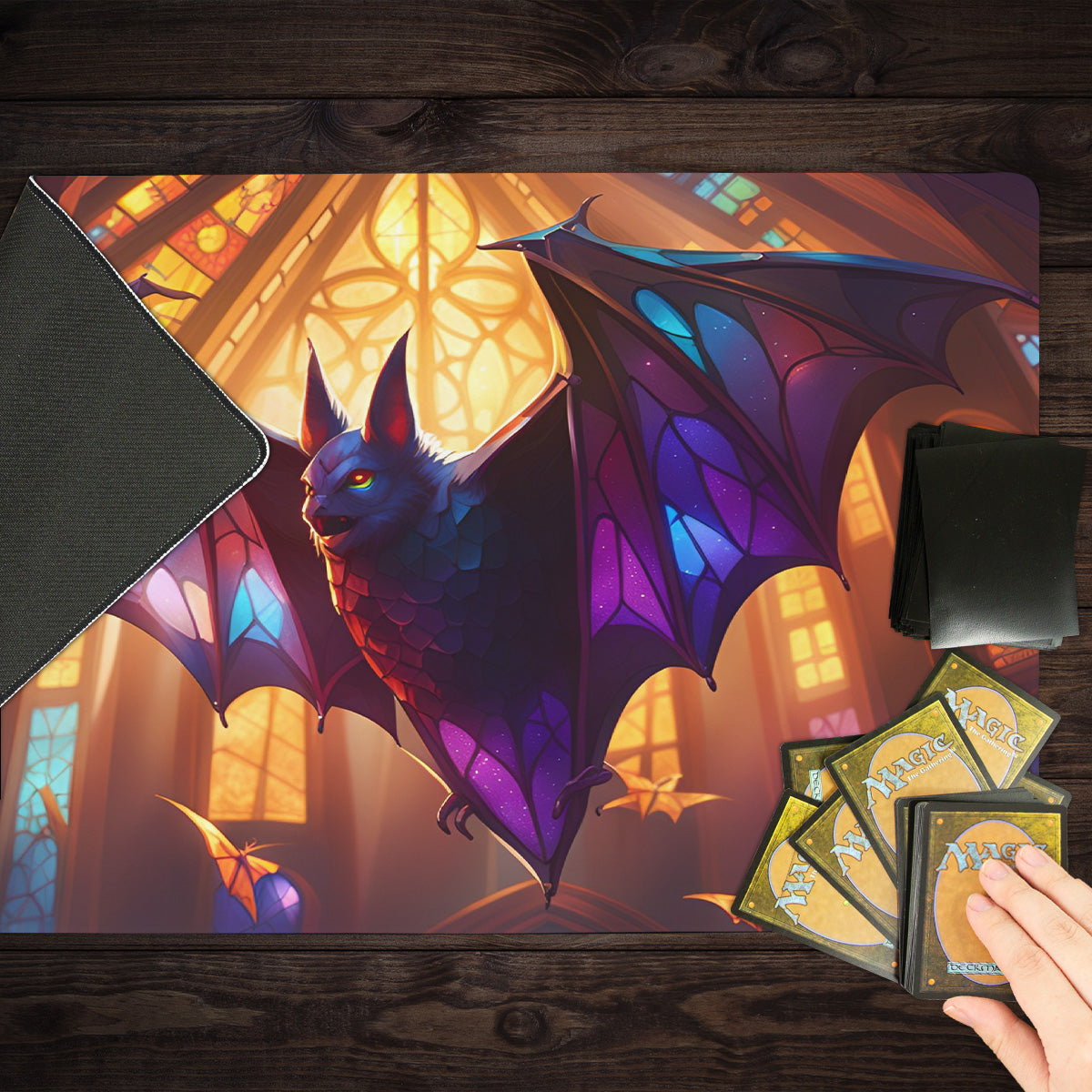 Stained Glass Bat Playmat - Premium Playmat from Inked Gaming - Just $34.99! Shop now at Game Crave Tournament Store