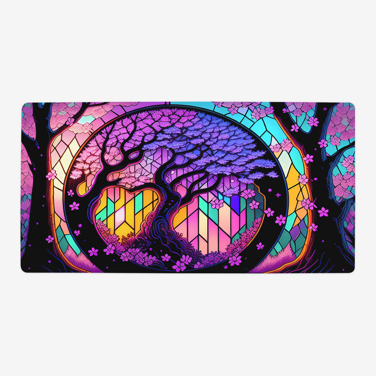 Stained Glass Cherry Blossom Playmat - Premium Playmat from Inked Gaming - Just $34.99! Shop now at Game Crave Tournament Store