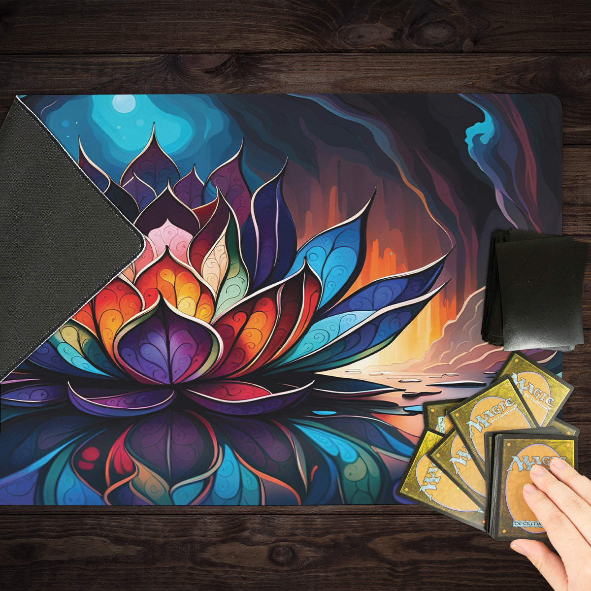 Stained Glass Lotus Prism Playmat - Premium Playmat from Inked Gaming - Just $34.99! Shop now at Game Crave Tournament Store