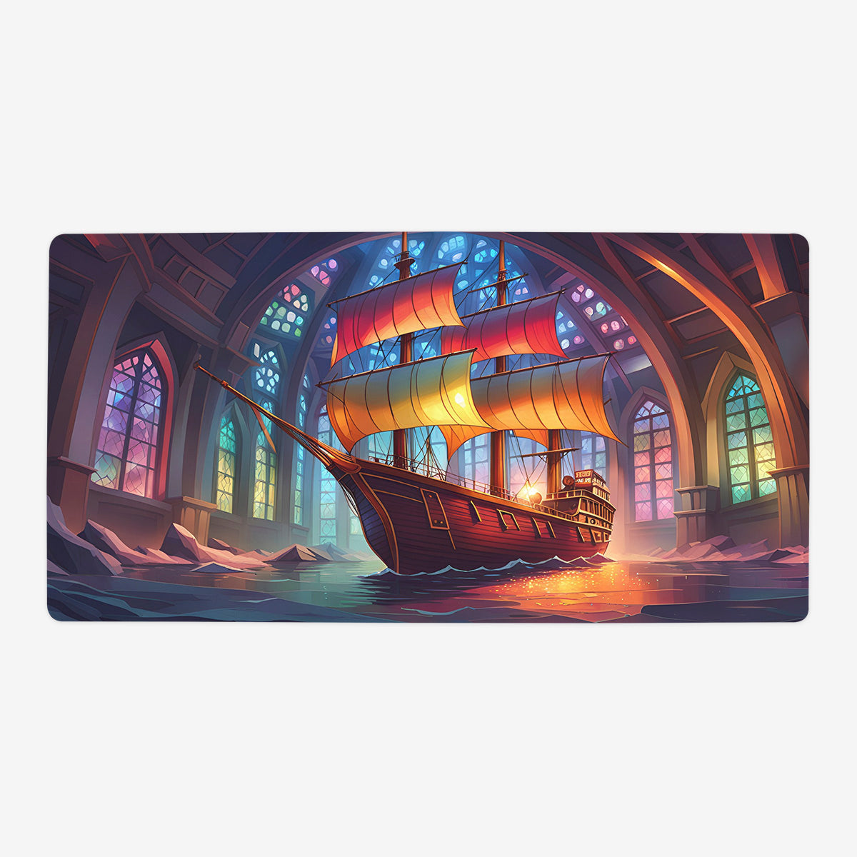 Stained Glass Ship Playmat - Premium Playmat from Inked Gaming - Just $34.99! Shop now at Game Crave Tournament Store