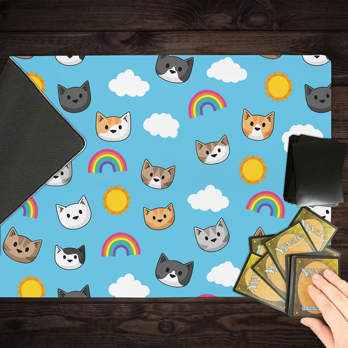 Sunshine Rainbow Cat Heads Playmat - Premium Playmat from Inked Gaming - Just $34.99! Shop now at Game Crave Tournament Store