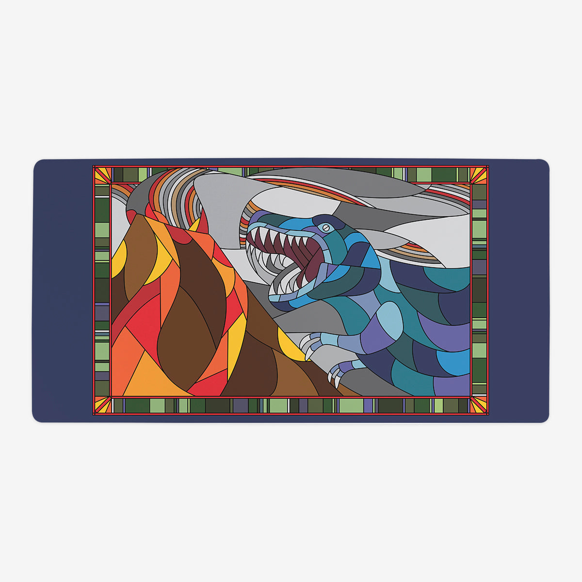 Stained Glass Dinosaur Playmat - Premium Playmat from Inked Gaming - Just $34.99! Shop now at Game Crave Tournament Store