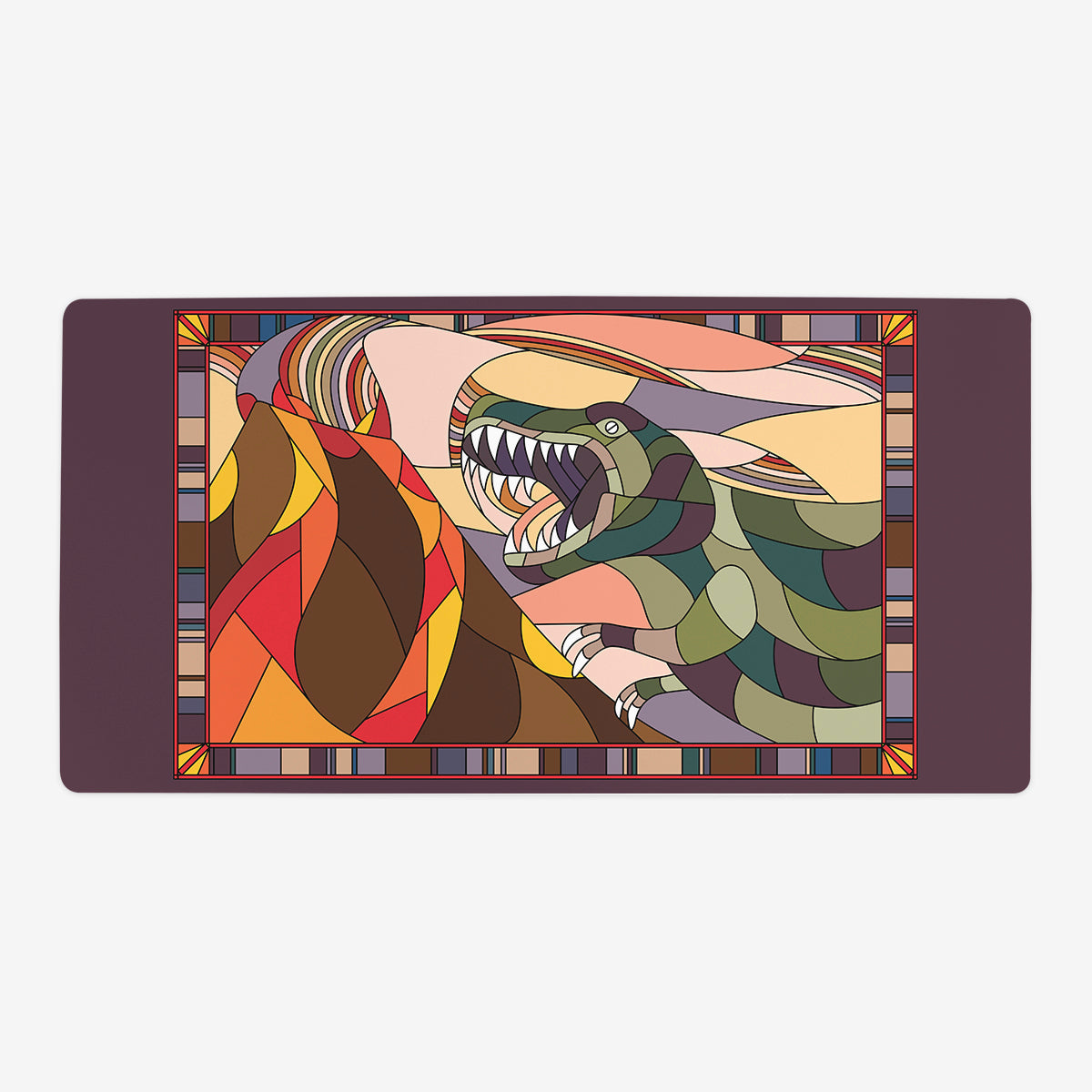Stained Glass Dinosaur Playmat - Premium Playmat from Inked Gaming - Just $34.99! Shop now at Game Crave Tournament Store