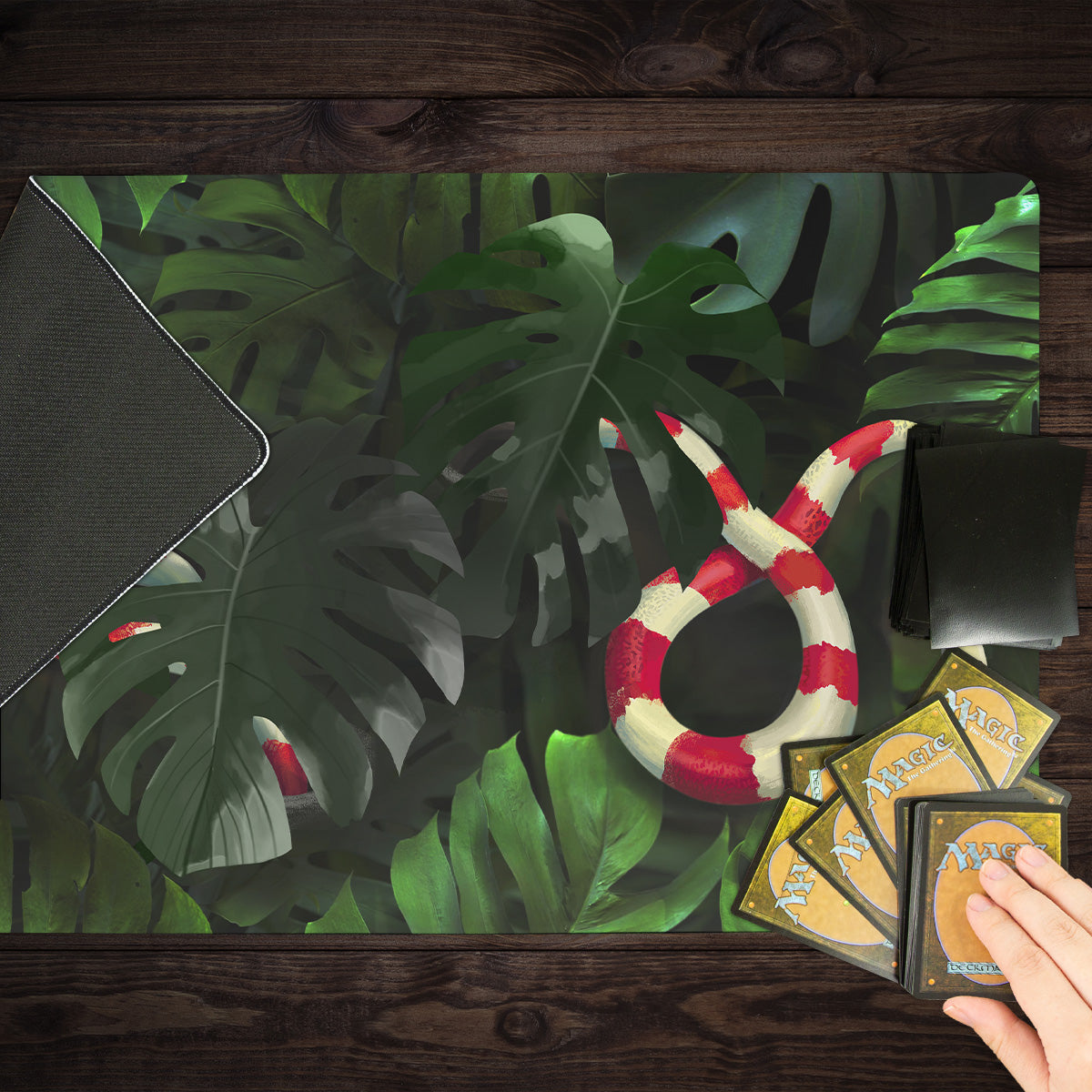 Snake Under Monstera Leaves Playmat - Premium Playmat from Inked Gaming - Just $34.99! Shop now at Game Crave Tournament Store