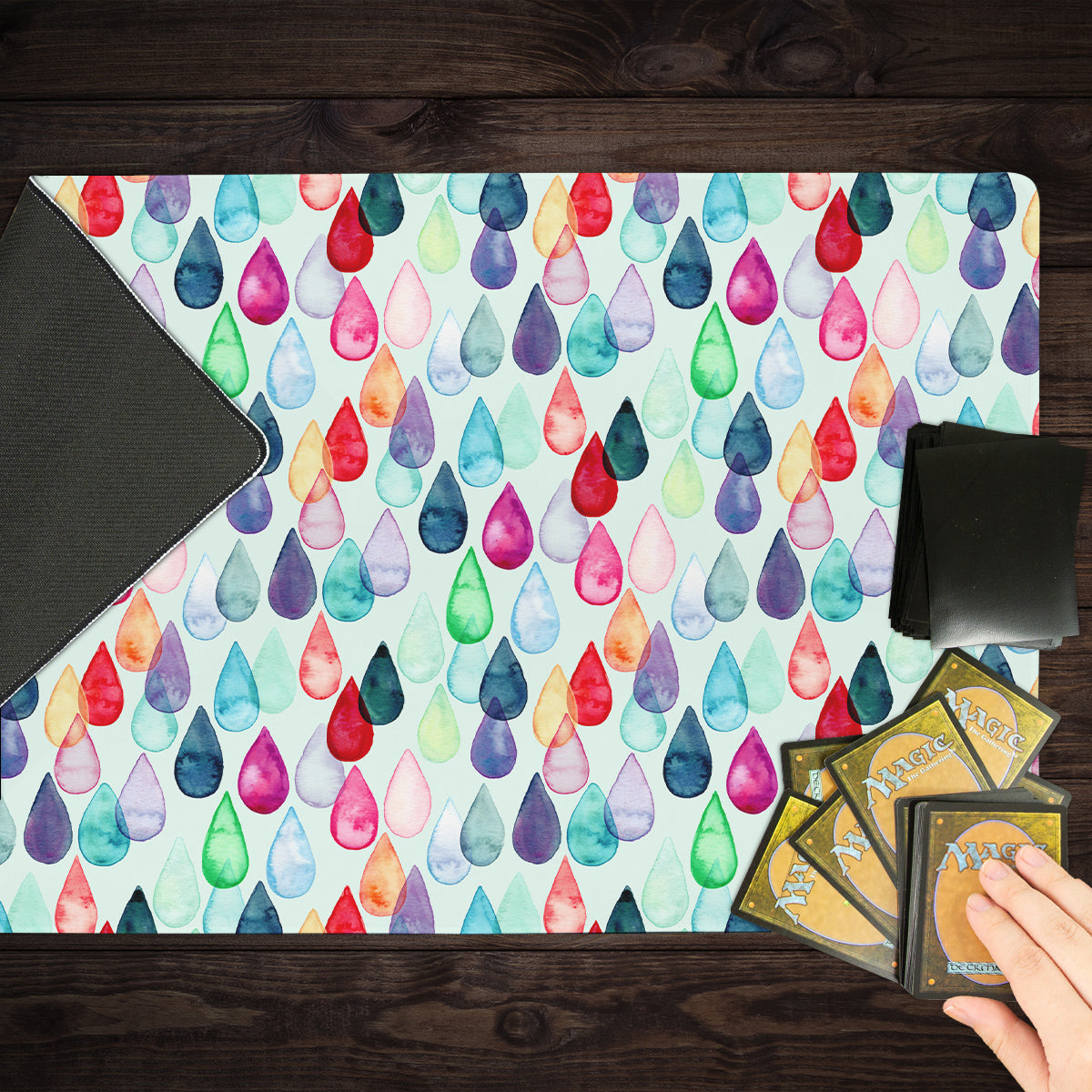Watercolour Rainbow Drops Playmat - Premium Desk Mat from Inked Gaming - Just $34.99! Shop now at Game Crave Tournament Store