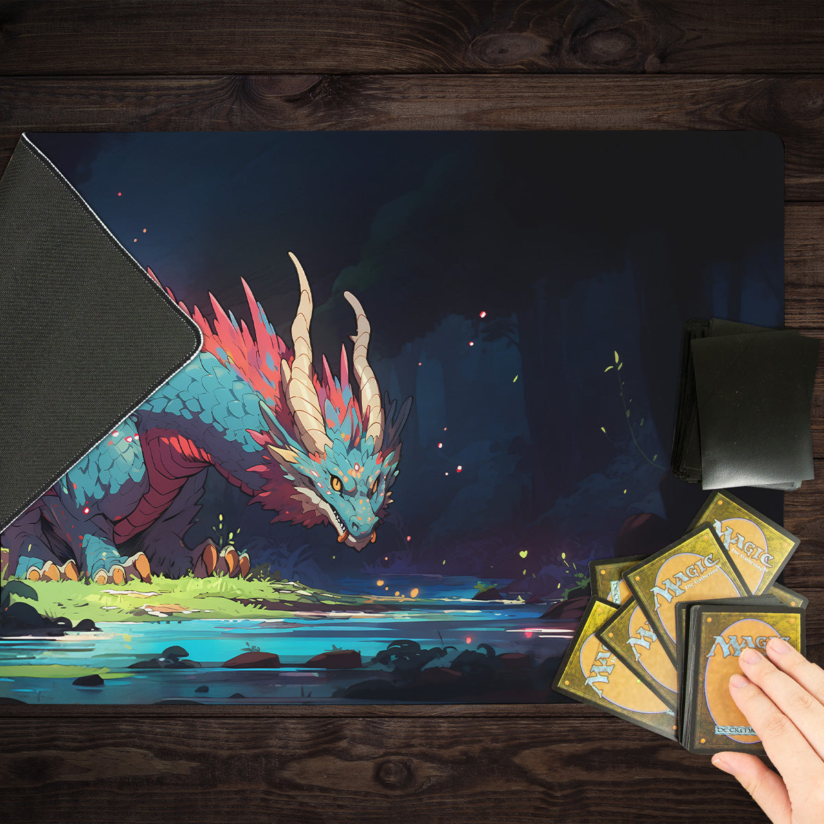 The Blue River Dragon Playmat - Premium Playmat from Inked Gaming - Just $34.99! Shop now at Game Crave Tournament Store