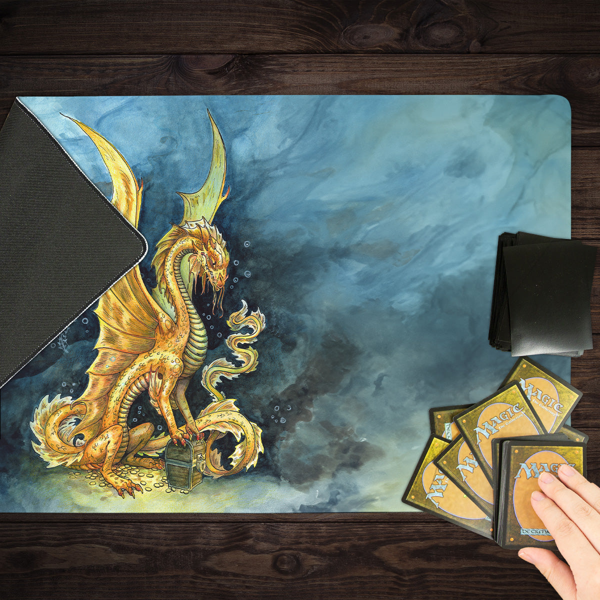Young Gold Dragon Playmat - Premium Playmat from Inked Gaming - Just $34.99! Shop now at Game Crave Tournament Store