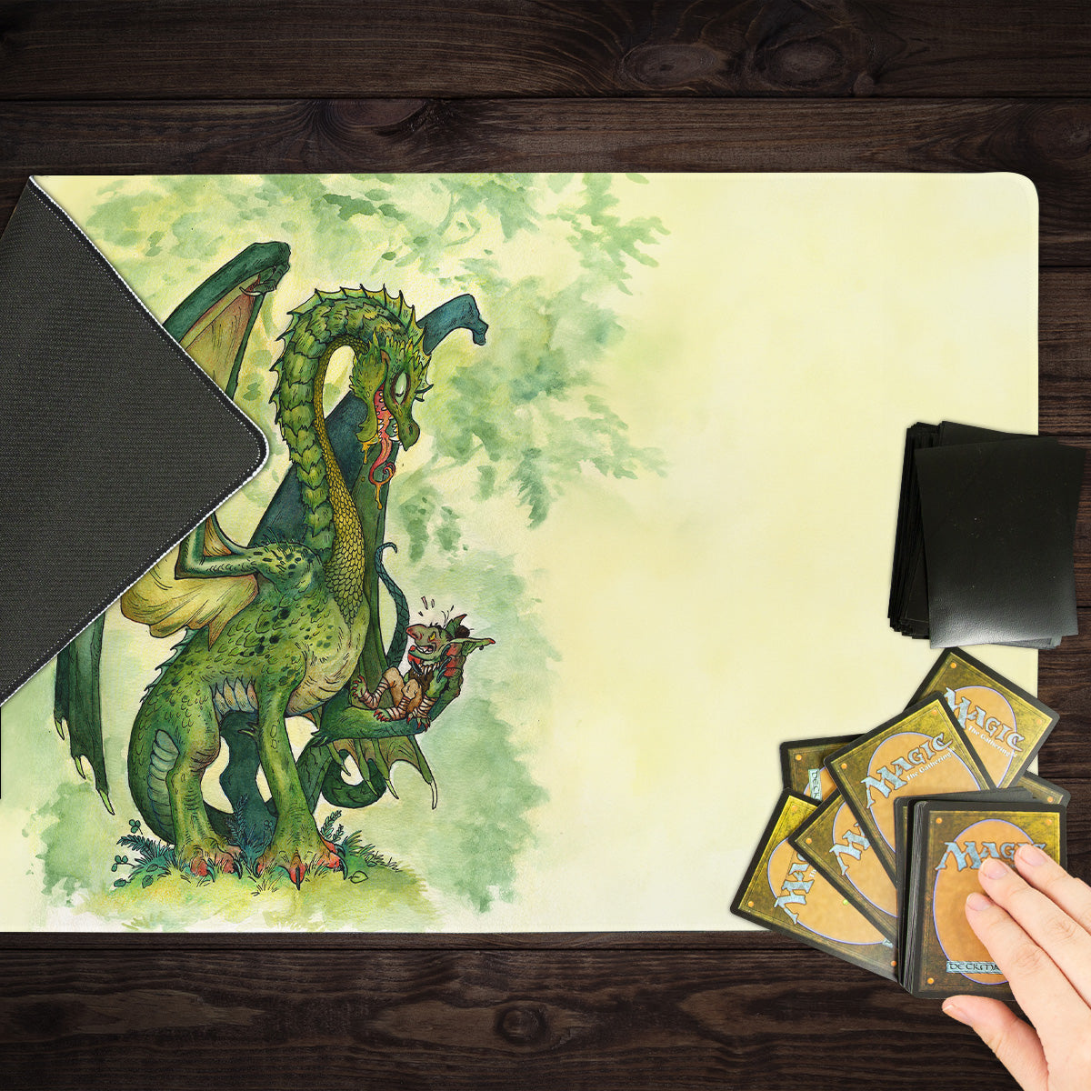 Young Green Dragon Playmat - Premium Playmat from Inked Gaming - Just $34.99! Shop now at Game Crave Tournament Store