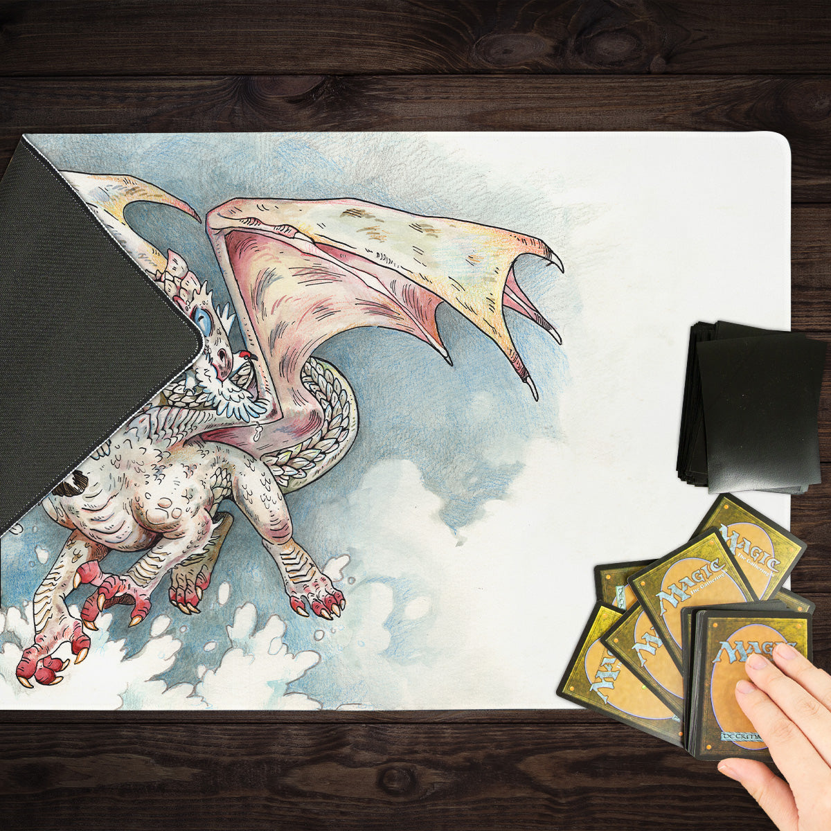 Young White Dragon Playmat - Premium Playmat from Inked Gaming - Just $34.99! Shop now at Game Crave Tournament Store