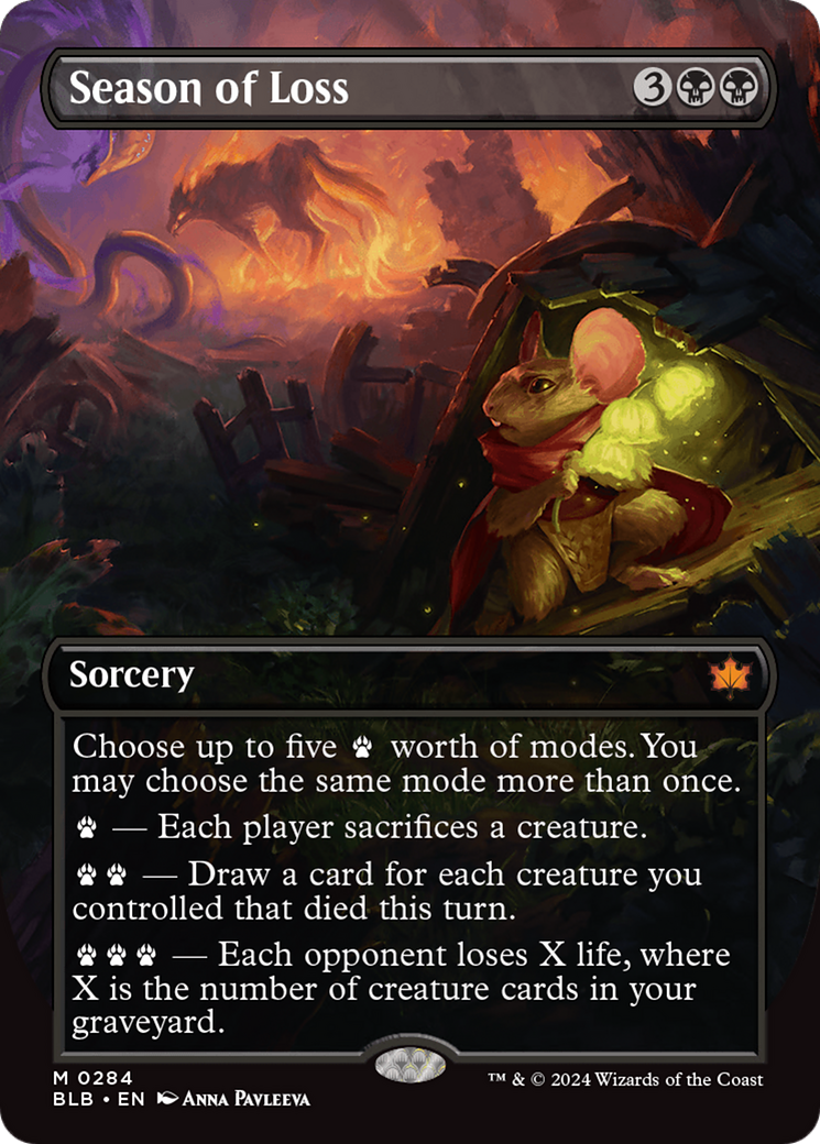 Season of Loss (BLB-284) - Bloomburrow: (Showcase) (Borderless) - Premium MTG Single from Wizards of the Coast - Just $1.92! Shop now at Game Crave Tournament Store