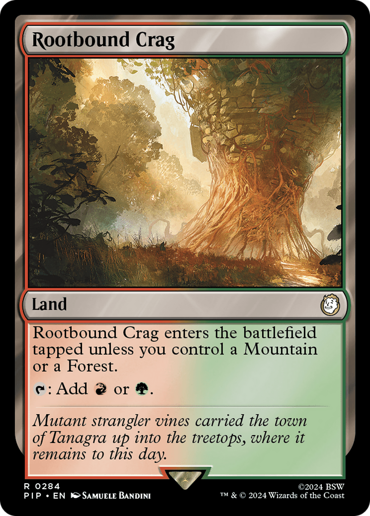 Rootbound Crag (PIP-284) - Fallout - Premium MTG Single from Wizards of the Coast - Just $0.61! Shop now at Game Crave Tournament Store