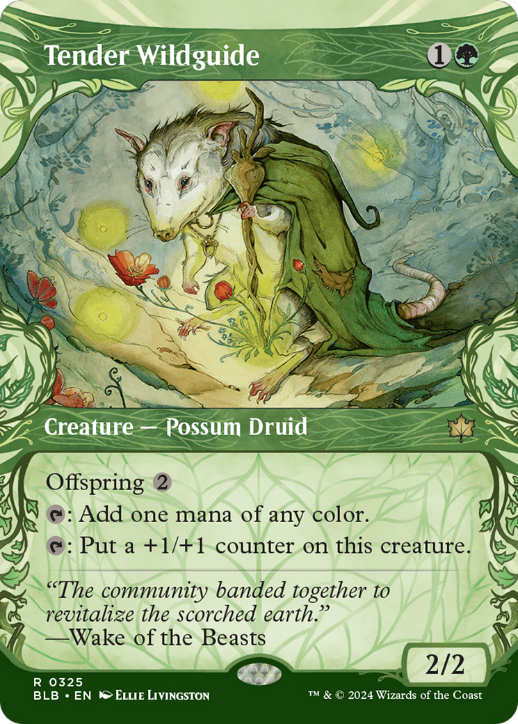 Tender Wildguide (BLB-325) - Bloomburrow: (Showcase) Foil - Premium MTG Single from Wizards of the Coast - Just $0.76! Shop now at Game Crave Tournament Store
