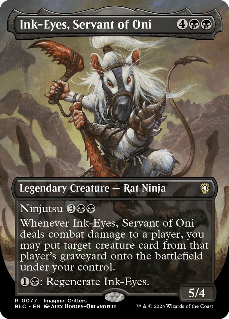 Ink-Eyes, Servant of Oni (BLC-077) - Bloomburrow Commander (Borderless) Foil - Premium MTG Single from Wizards of the Coast - Just $4.42! Shop now at Game Crave Tournament Store