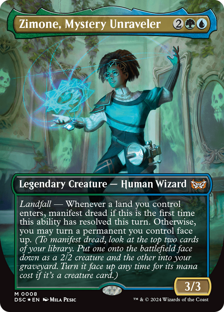 Zimone, Mystery Unraveler (DSC-008) - Duskmourn: House of Horror Commander (Borderless) Foil - Premium MTG Single from Wizards of the Coast - Just $0.25! Shop now at Game Crave Tournament Store