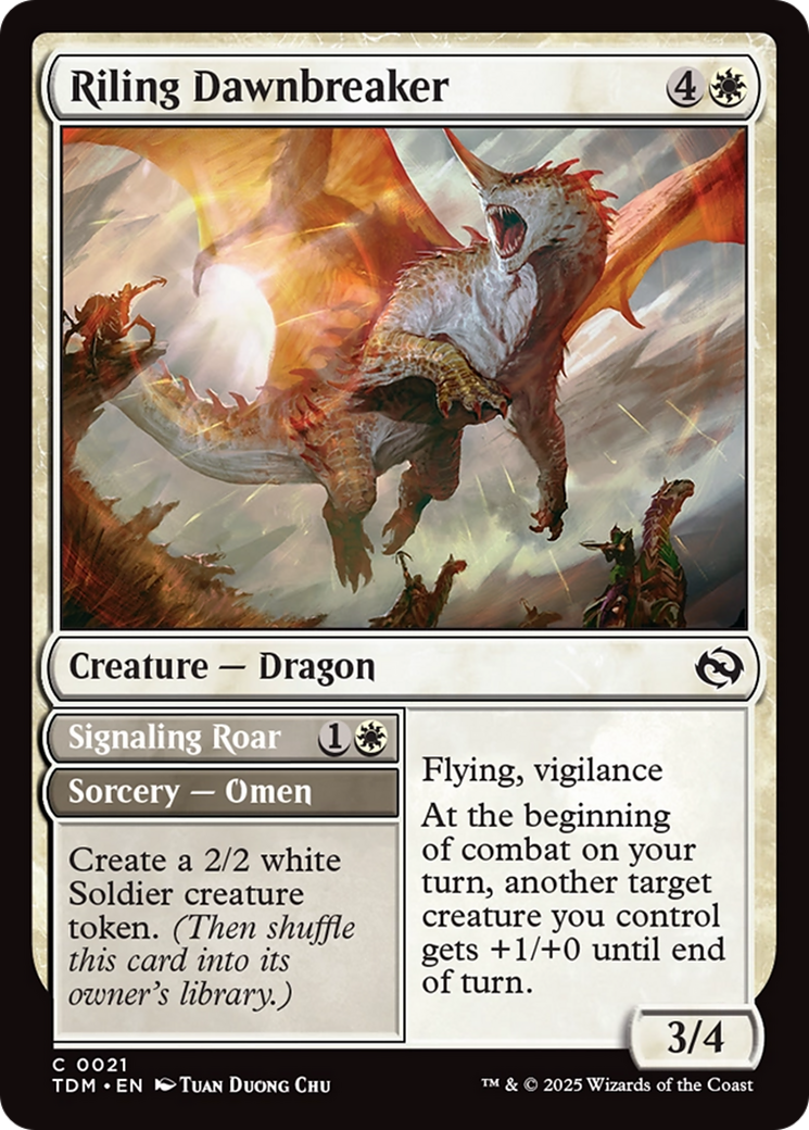 Riling Dawnbreaker // Signaling Roar (TDM-021) - Tarkir: Dragonstorm - Premium MTG Single from Wizards of the Coast - Just $0.08! Shop now at Game Crave Tournament Store