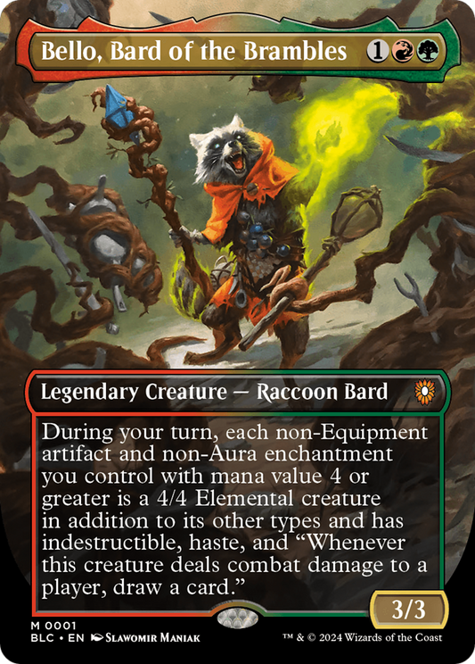 Bello, Bard of the Brambles (BLC-001) - Bloomburrow Commander (Borderless) Foil - Premium MTG Single from Wizards of the Coast - Just $0.82! Shop now at Game Crave Tournament Store