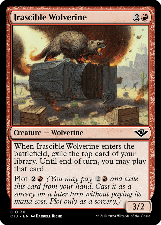 Irascible Wolverine (OTJ-130) - Outlaws of Thunder Junction - Premium MTG Single from Wizards of the Coast - Just $0.25! Shop now at Game Crave Tournament Store
