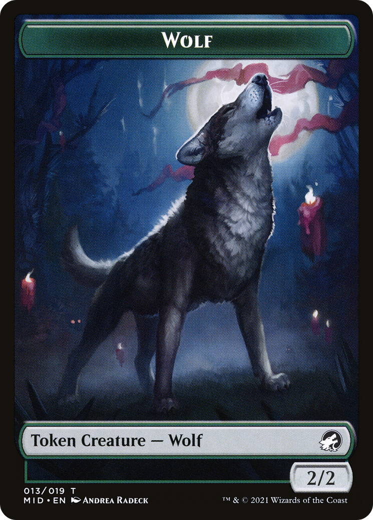 Wolf (TMID-013) - Innistrad: Midnight Hunt Tokens - Premium MTG Single from Wizards of the Coast - Just $0! Shop now at Game Crave Tournament Store