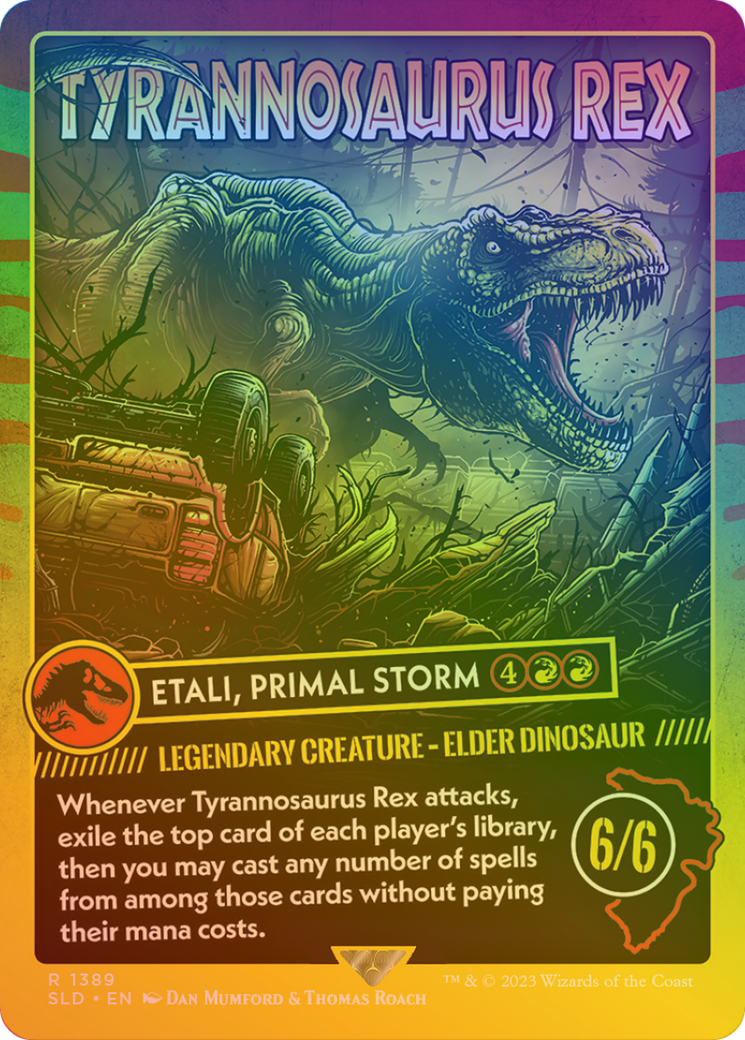 Etali, Primal Storm (SLD-1389★) - Secret Lair Drop / Tyrannosaurus Rex (Borderless) Foil - Premium MTG Single from Wizards of the Coast - Just $33.87! Shop now at Game Crave Tournament Store