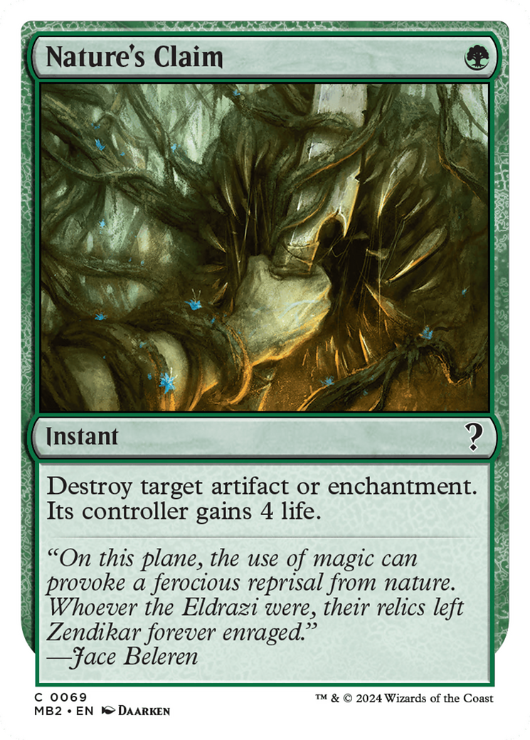 Nature's Claim (MB2-069) - Mystery Booster 2 - Premium MTG Single from Wizards of the Coast - Just $1.02! Shop now at Game Crave Tournament Store