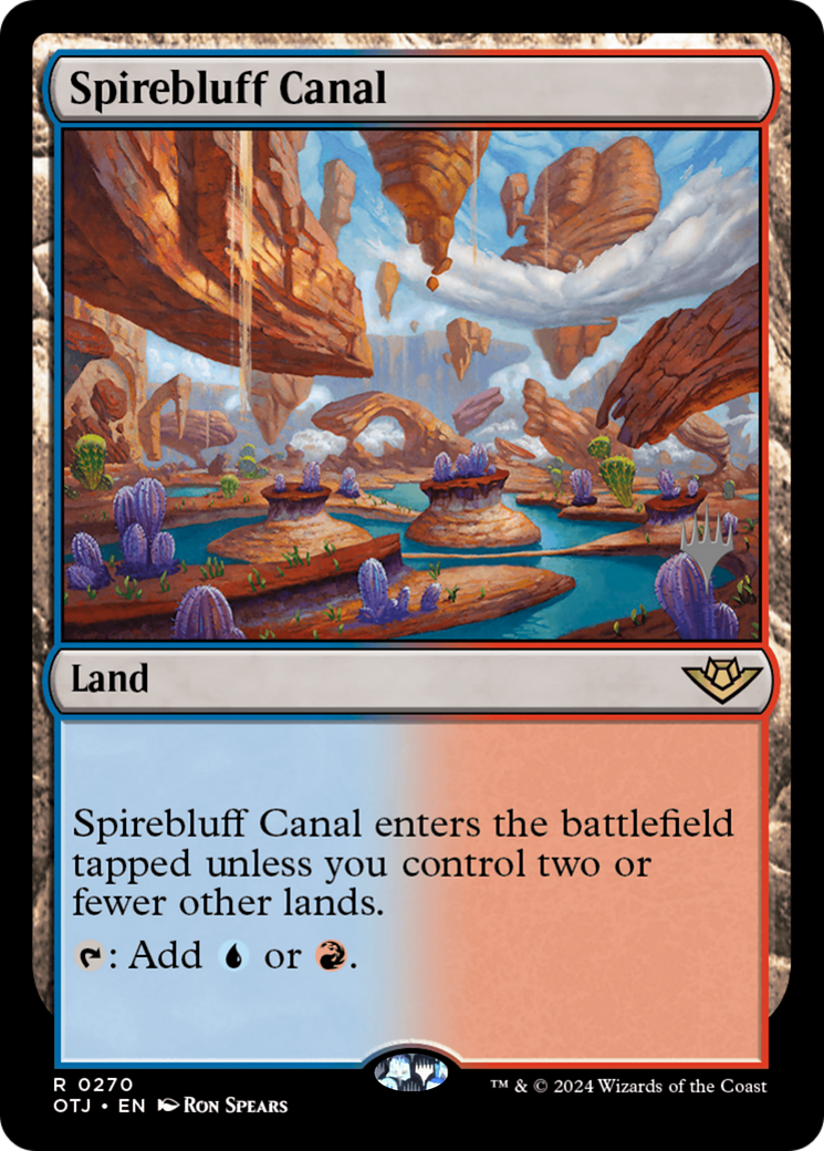 Spirebluff Canal (POTJ-270P) - Outlaws of Thunder Junction Promos Foil - Premium MTG Single from Wizards of the Coast - Just $2.42! Shop now at Game Crave Tournament Store