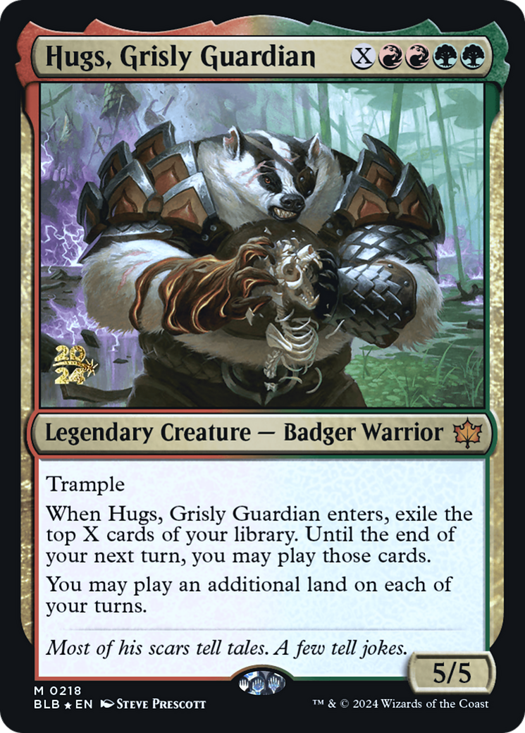 Hugs, Grisly Guardian (PBLB-218S) - Bloomburrow Promos Foil - Premium MTG Single from Wizards of the Coast - Just $1.84! Shop now at Game Crave Tournament Store
