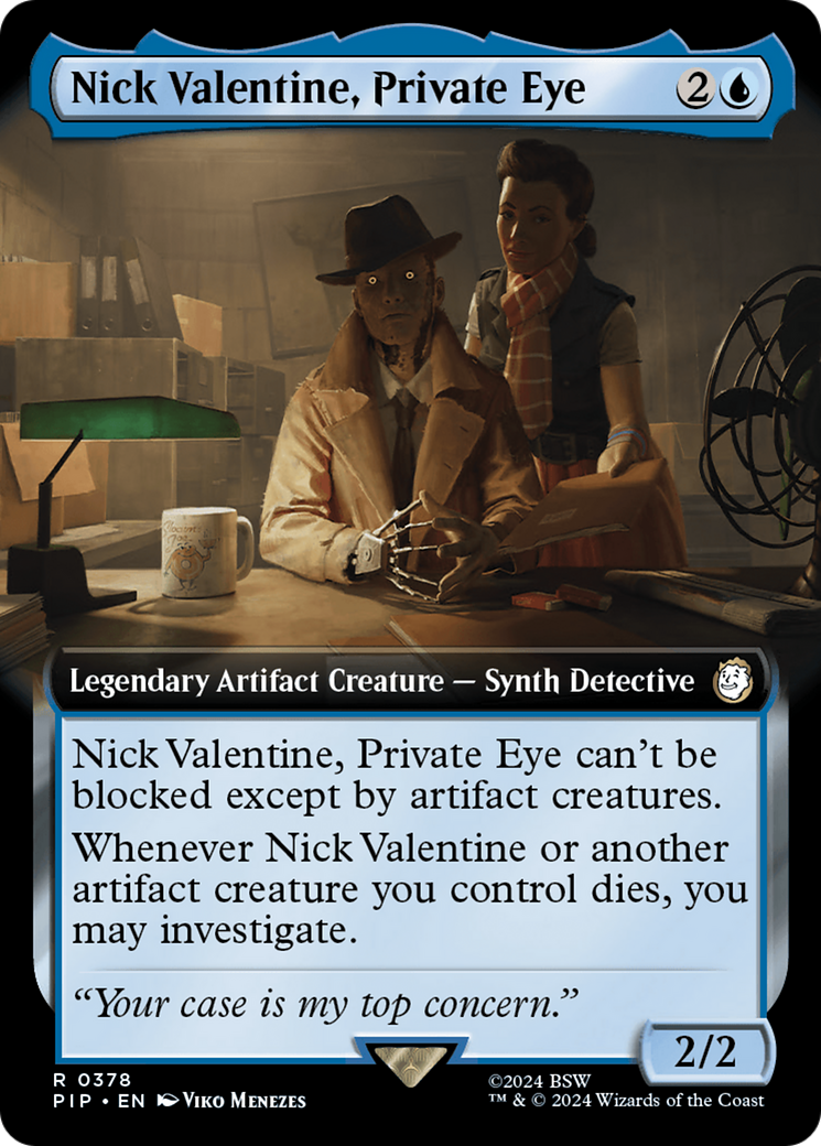 Nick Valentine, Private Eye (PIP-378) - Fallout: (Extended Art) Foil - Premium MTG Single from Wizards of the Coast - Just $0.50! Shop now at Game Crave Tournament Store