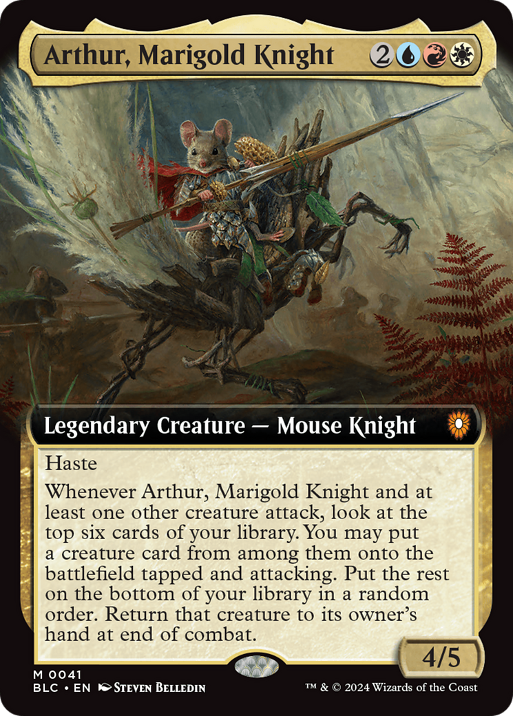 Arthur, Marigold Knight (BLC-041) - Bloomburrow Commander: (Extended Art) - Premium MTG Single from Wizards of the Coast - Just $0.53! Shop now at Game Crave Tournament Store