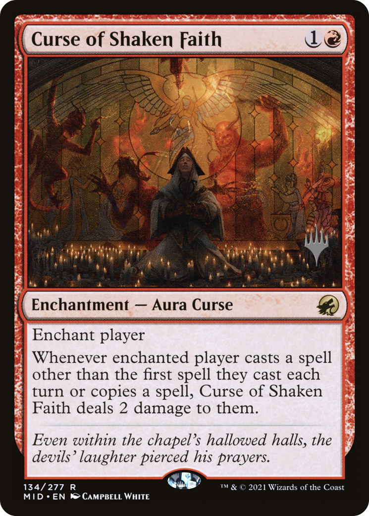 Curse of Shaken Faith (PMID-134P) - Innistrad: Midnight Hunt Promos - Premium MTG Single from Wizards of the Coast - Just $0.25! Shop now at Game Crave Tournament Store