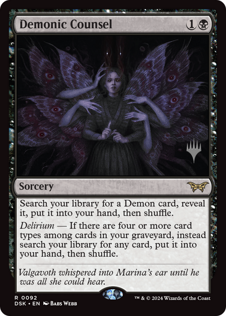 Demonic Counsel (PDSK-92P) - Duskmourn: House of Horror Promos - Premium MTG Single from Wizards of the Coast - Just $1.02! Shop now at Game Crave Tournament Store