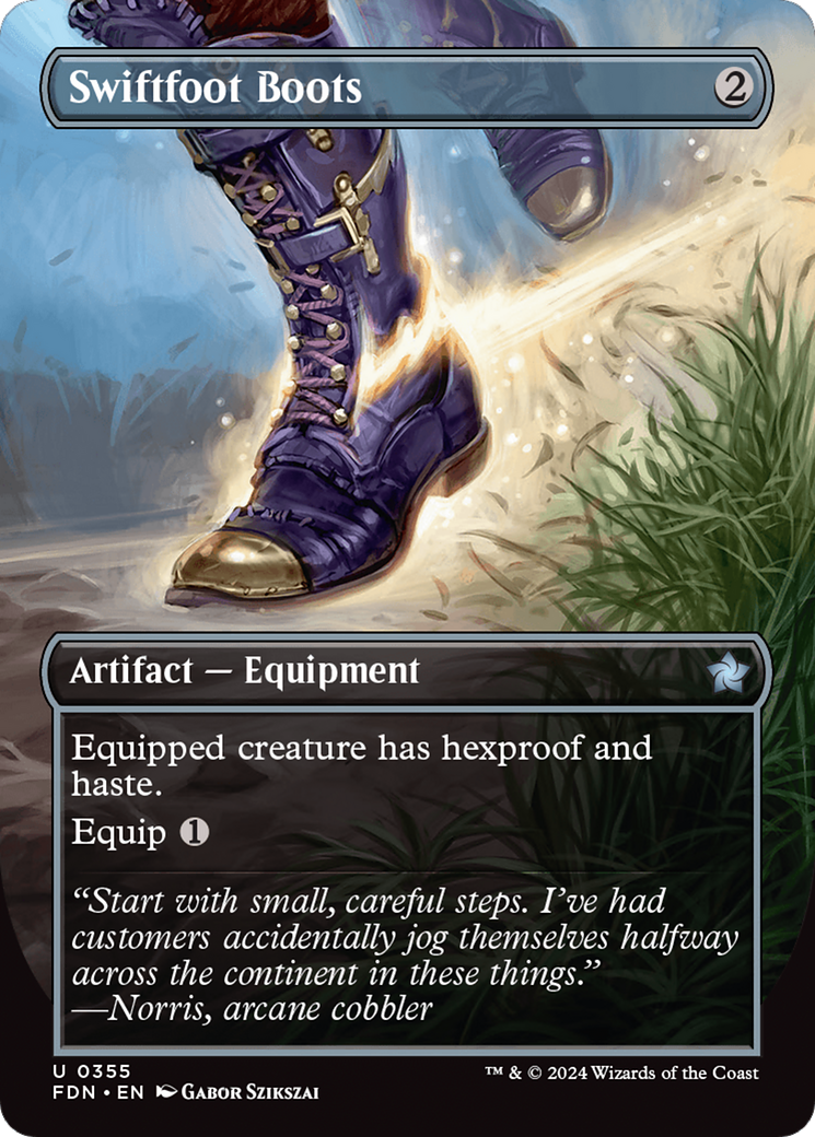 Swiftfoot Boots (FDN-355) - Foundations (Borderless) Foil - Premium MTG Single from Wizards of the Coast - Just $2.98! Shop now at Game Crave Tournament Store