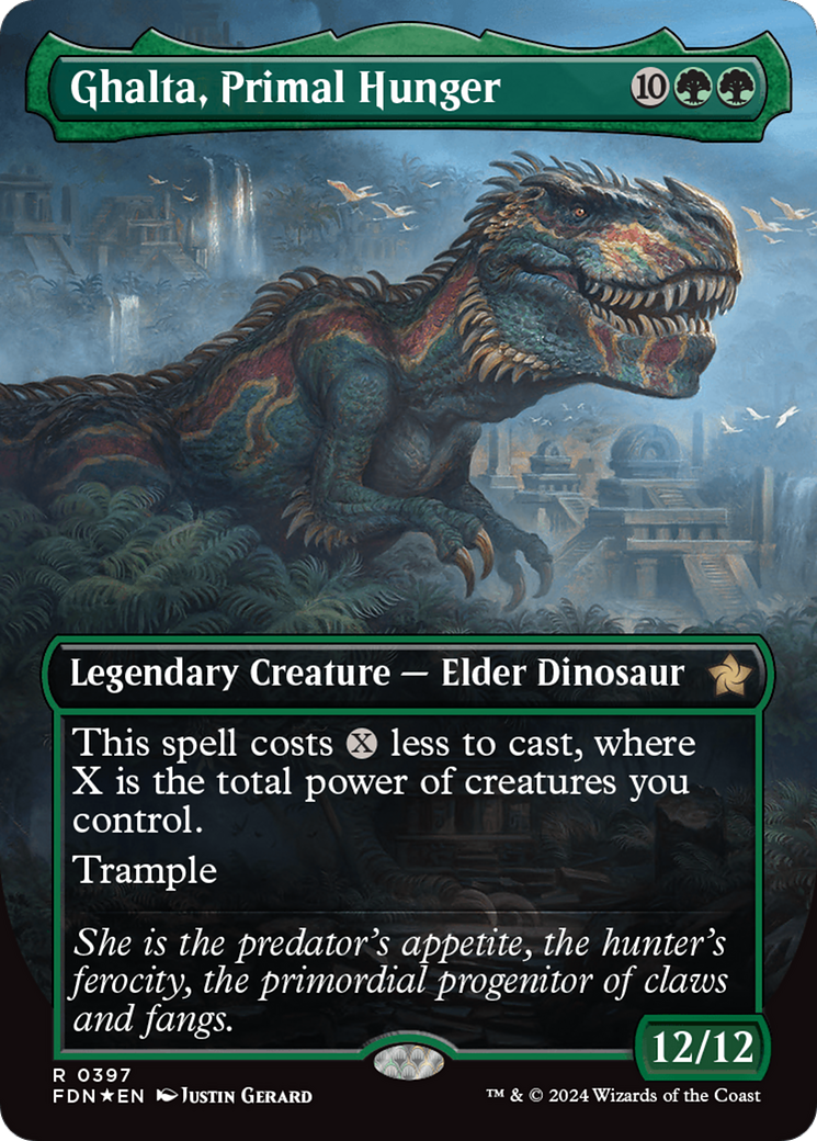 Ghalta, Primal Hunger (FDN-397) - Foundations (Borderless) Foil - Premium MTG Single from Wizards of the Coast - Just $16.54! Shop now at Game Crave Tournament Store